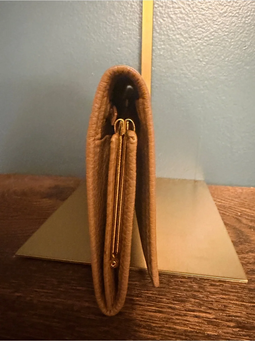 Dior Dark Brown Long Wallet with Tan Trim